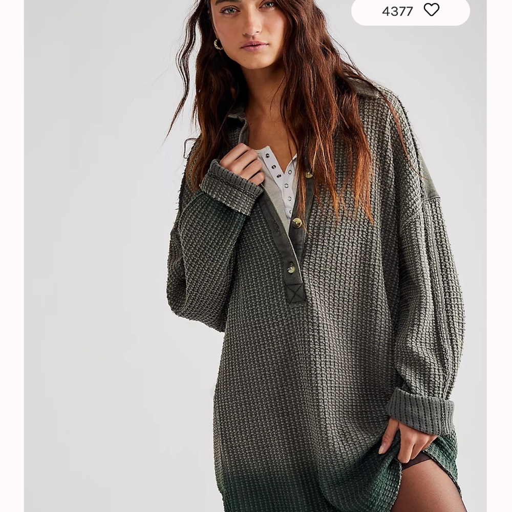 Free People Wilder Polo in Pine Forest Size Large Thermal